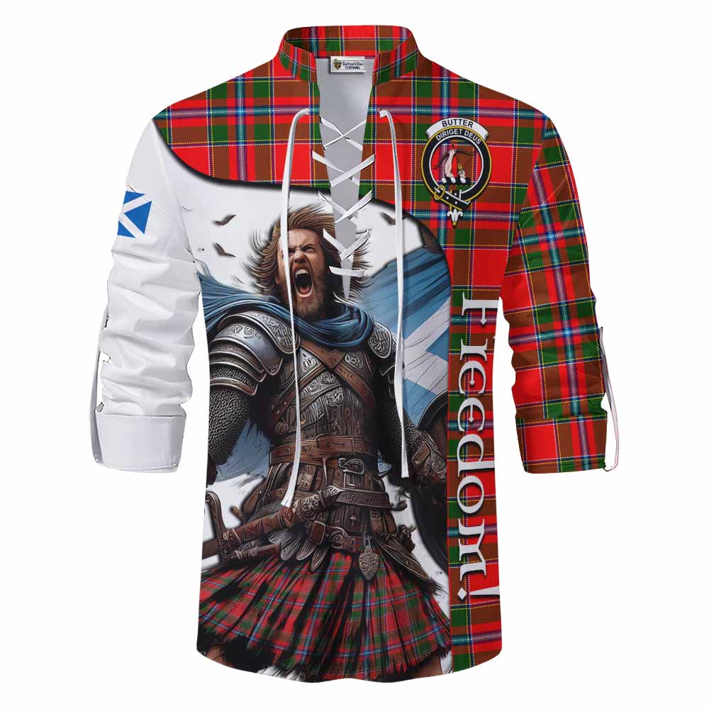 Tartan Vibes Clothing Butter Crest Tartan Ghillie Kilt Shirt Inspired by the Freedom of Scottish Warrior