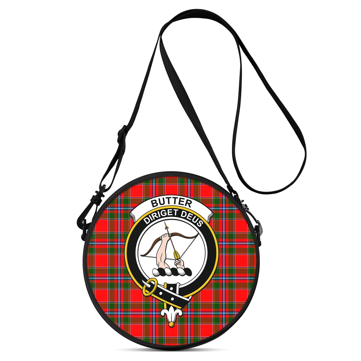 Butter Tartan Round Satchel Bags with Family Crest One Size 9*9*2.7 inch