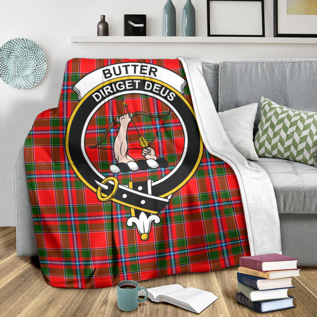 Butter Tartan Blanket with Family Crest X-Large 59 x 79 inches 150 x 200 cm - Tartan Vibes Clothing