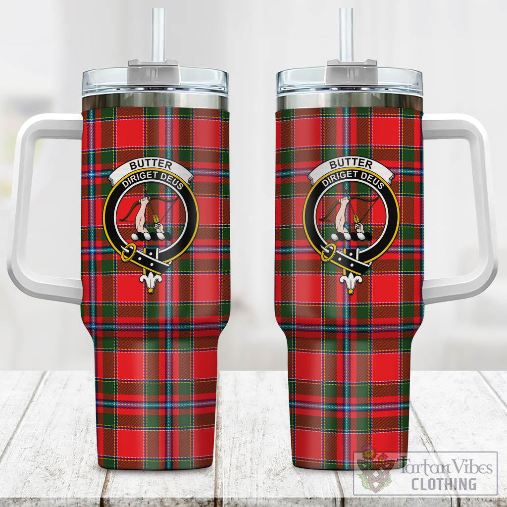 Tartan Vibes Clothing Butter Tartan and Family Crest Tumbler with Handle