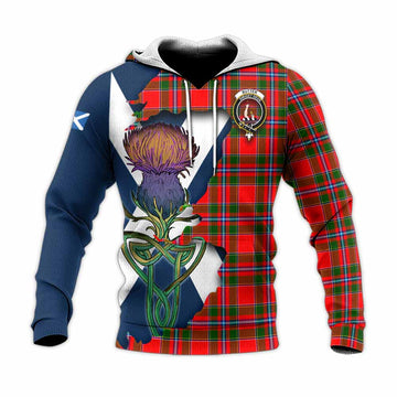 Butter Tartan Family Crest Knitted Hoodie Scottish Thistle Celtic Inspired Unisex Knitted Pullover Hoodie - Tartan Vibes Clothing
