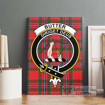 Butter Tartan Canvas Print Wall Art with Family Crest