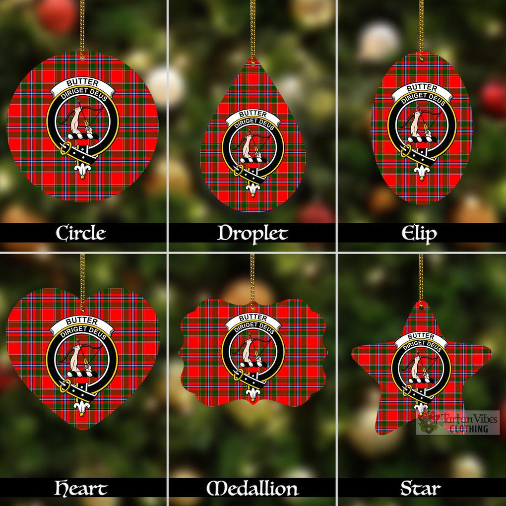 Tartan Vibes Clothing Butter Tartan Christmas Aluminium Ornament with Family Crest