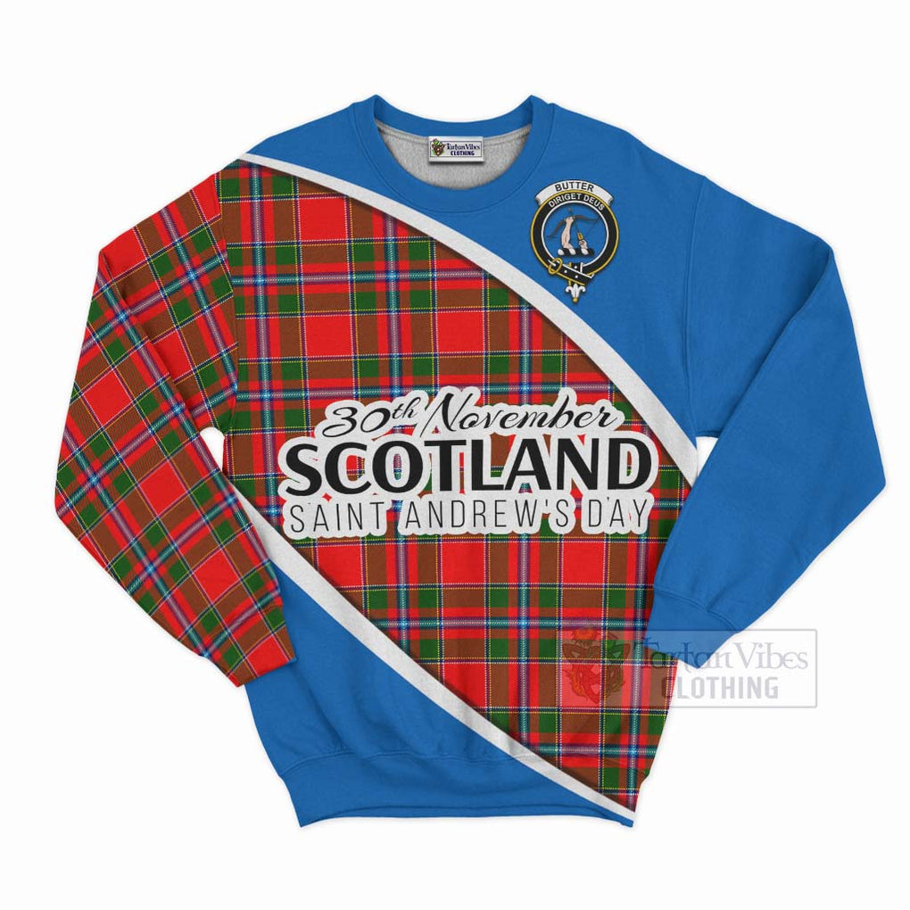 Tartan Vibes Clothing Butter Family Crest Tartan Sweatshirt Celebrate Saint Andrew's Day in Style