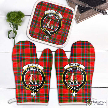 Butter Tartan Combo Oven Mitt & Pot-Holder with Family Crest