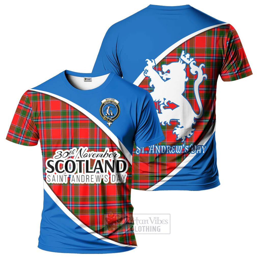 Tartan Vibes Clothing Butter Family Crest Tartan T-Shirt Celebrate Saint Andrew's Day in Style