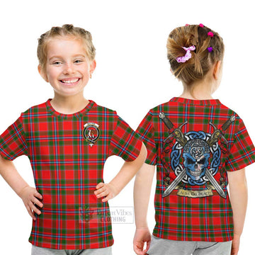 Butter Tartan Kid T-Shirt with Family Crest Celtic Skull Style - Tartan Vibes Clothing