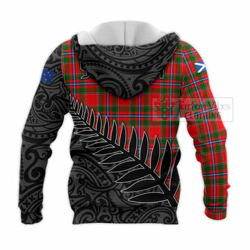 Butter Crest Tartan Knitted Hoodie with New Zealand Silver Fern Half Style - Tartan Vibes Clothing
