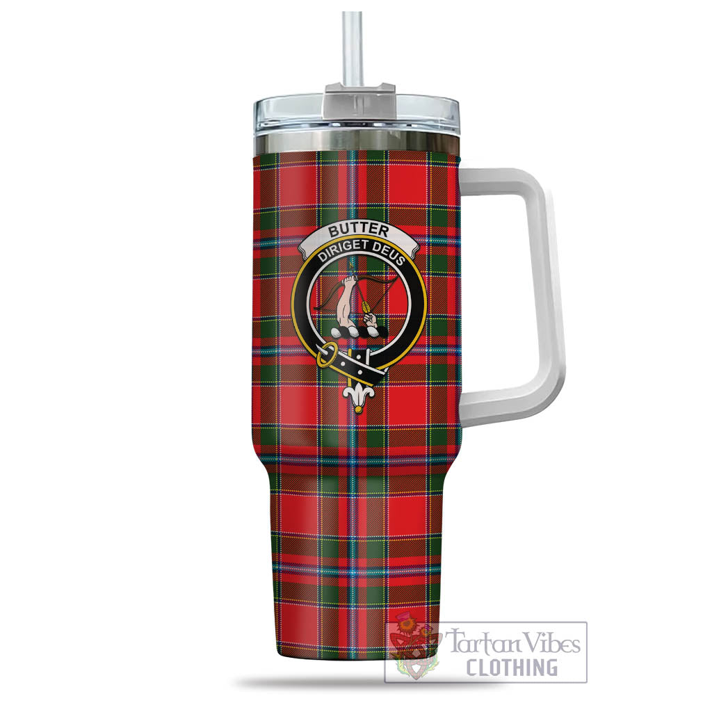 Tartan Vibes Clothing Butter Tartan and Family Crest Tumbler with Handle