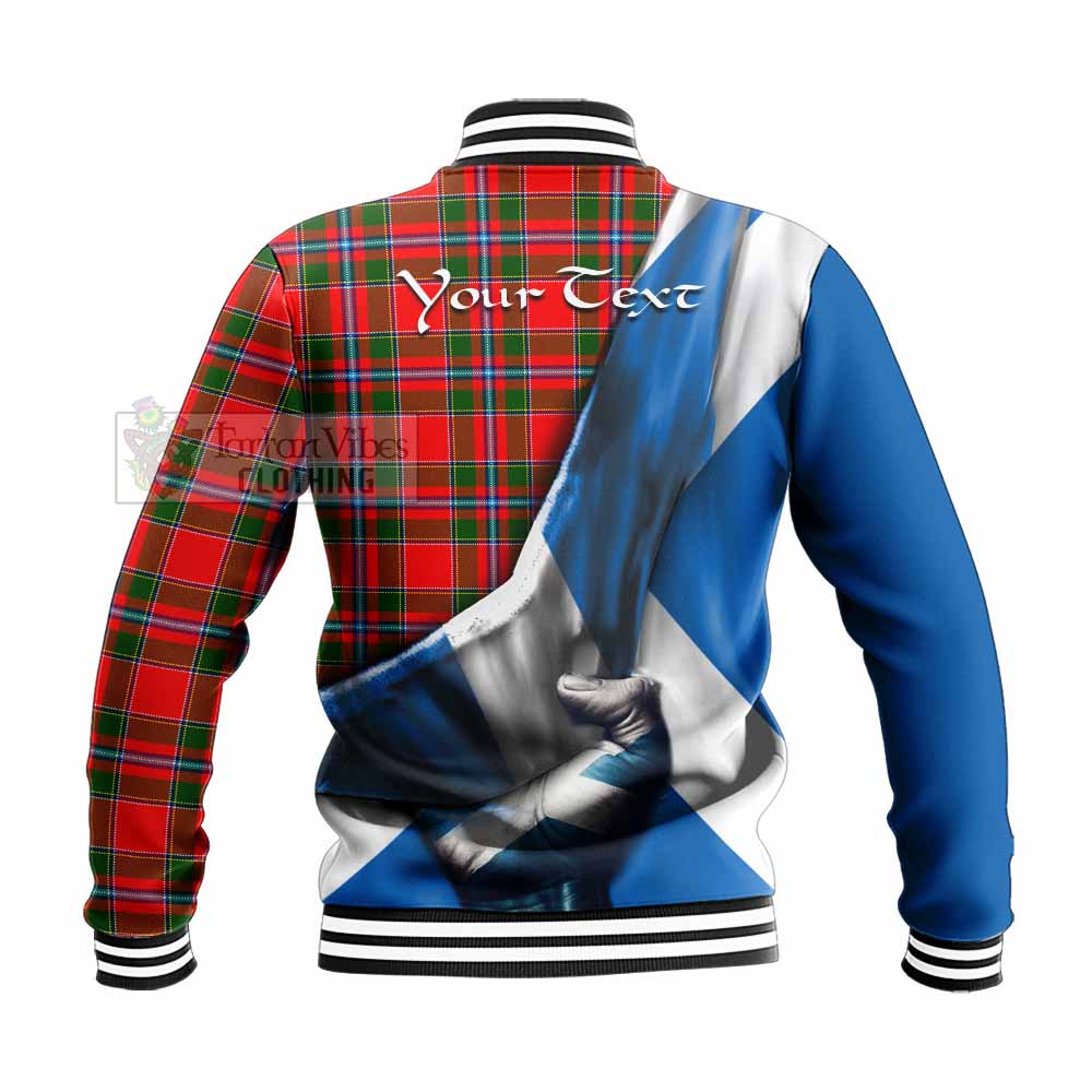 Tartan Vibes Clothing Butter Tartan Baseball Jacket with Family Crest Scotland Patriotic Style