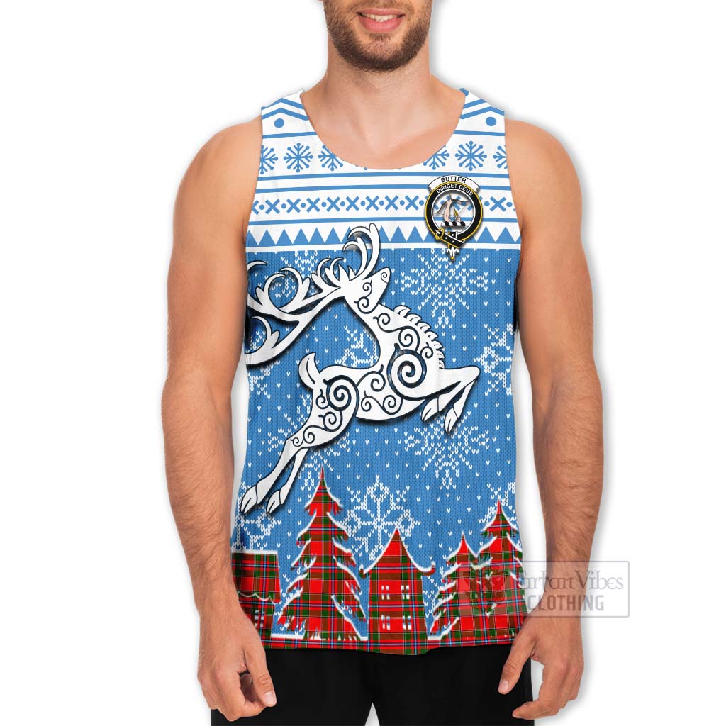 Tartan Vibes Clothing Butter Clan Christmas Men's Tank Top Celtic Reindeer Style