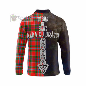 Butter Tartan Family Crest Long Sleeve Polo Shirt Alba Gu Brath Be Brave Lion Ancient Style - Tartan Vibes Clothing