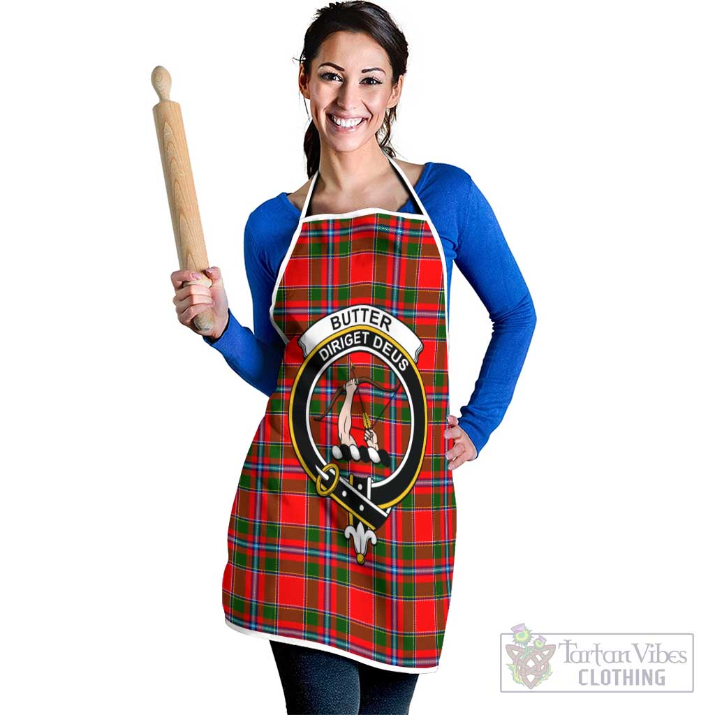 Butter Tartan Apron with Family Crest White - Tartan Vibes Clothing