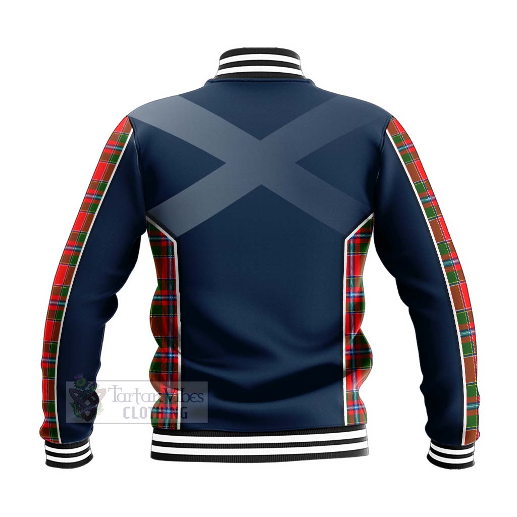 Tartan Vibes Clothing Butter Tartan Baseball Jacket with Family Crest and Scottish Thistle Vibes Sport Style