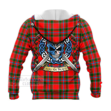 Butter Tartan Knitted Hoodie with Family Crest Celtic Skull Style - Tartan Vibes Clothing