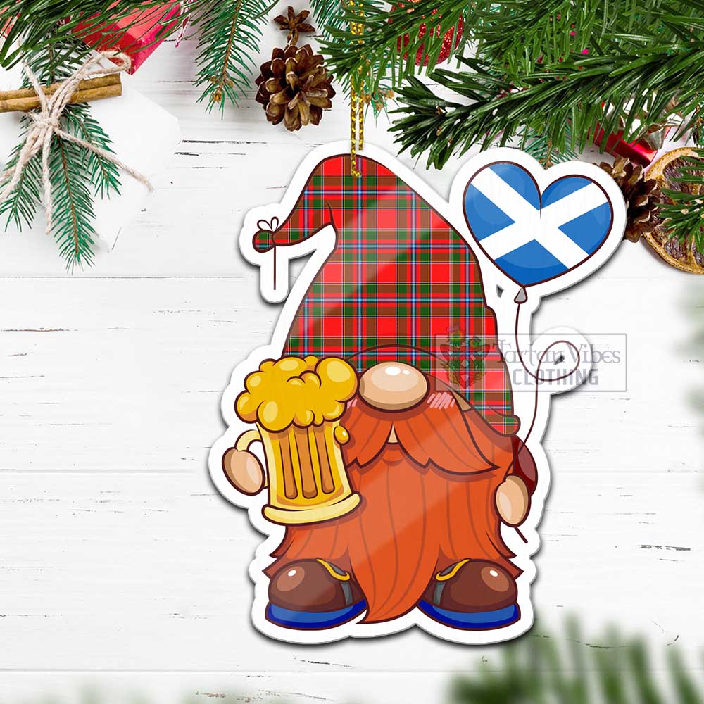 Tartan Vibes Clothing Butter Tartan Gnome Holding Beer Glass Christmas Ornament with Personalized National Flag