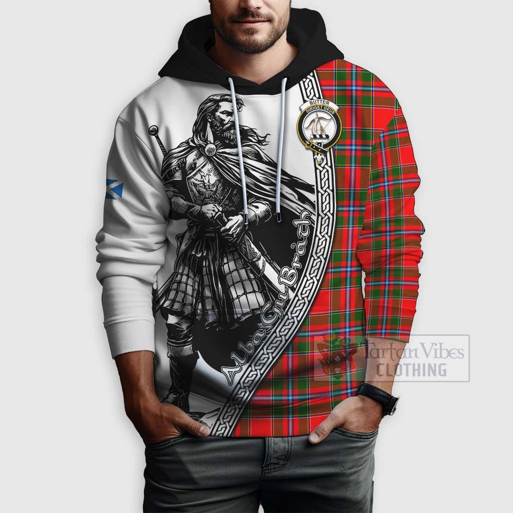 Tartan Vibes Clothing Butter Tartan Clan Crest Hoodie with Highlander Warrior Celtic Style