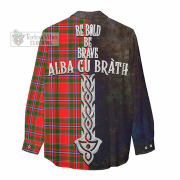 Butter Tartan Family Crest Women's Casual Shirt Alba Gu Brath Be Brave Lion Ancient Style - Tartan Vibes Clothing