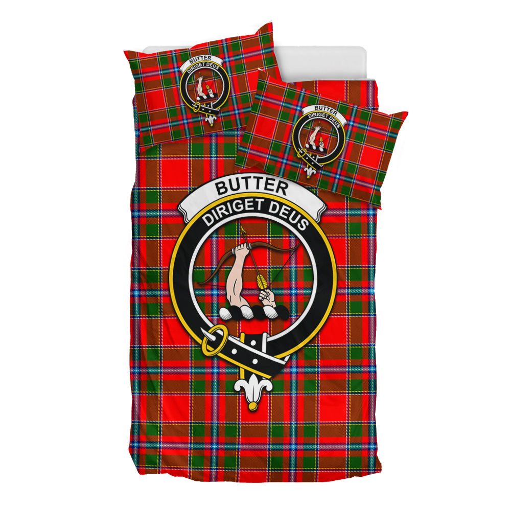 Butter Tartan Bedding Set with Family Crest - Tartan Vibes Clothing