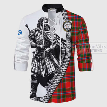 Butter Tartan Clan Crest Ghillie Kilt Shirt with Highlander Warrior Celtic Style