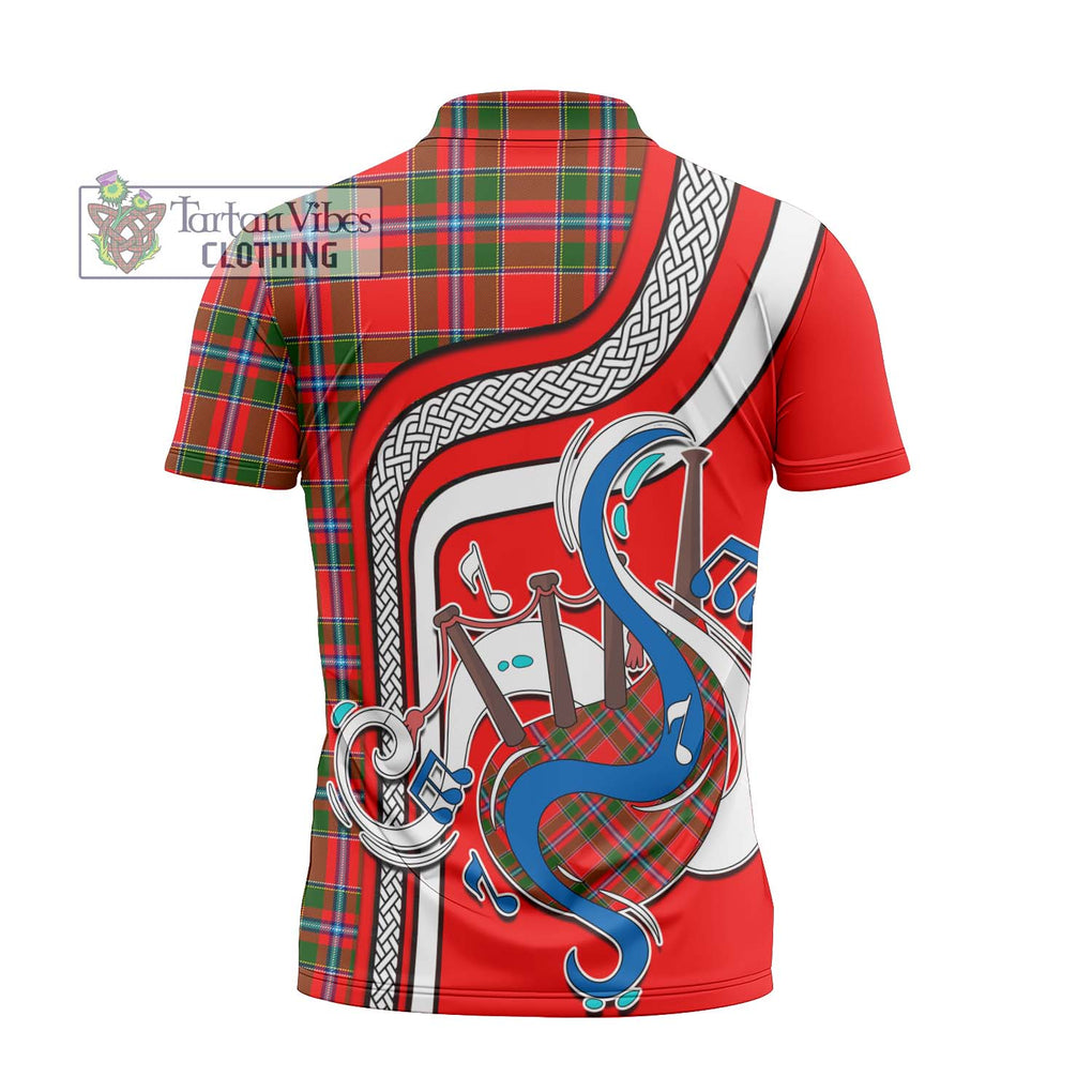 Butter Tartan Zipper Polo Shirt with Epic Bagpipe Style - Tartanvibesclothing Shop