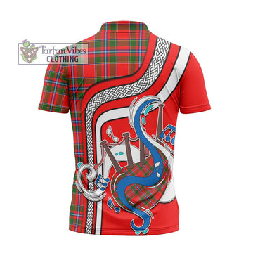 Butter Tartan Zipper Polo Shirt with Epic Bagpipe Style