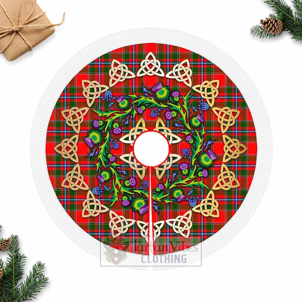 Tartan Vibes Clothing Butter Tartan Christmas Tree Skirt with Thistle Celtic Knot Style