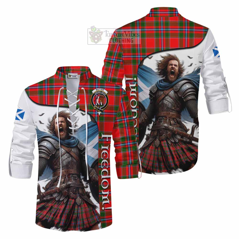 Tartan Vibes Clothing Butter Crest Tartan Ghillie Kilt Shirt Inspired by the Freedom of Scottish Warrior