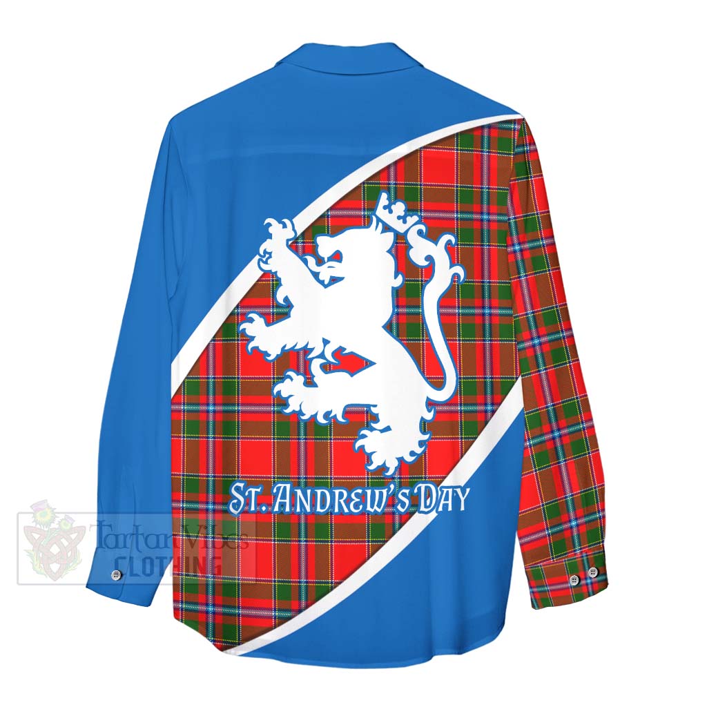 Tartan Vibes Clothing Butter Family Crest Tartan Women's Casual Shirt Celebrate Saint Andrew's Day in Style