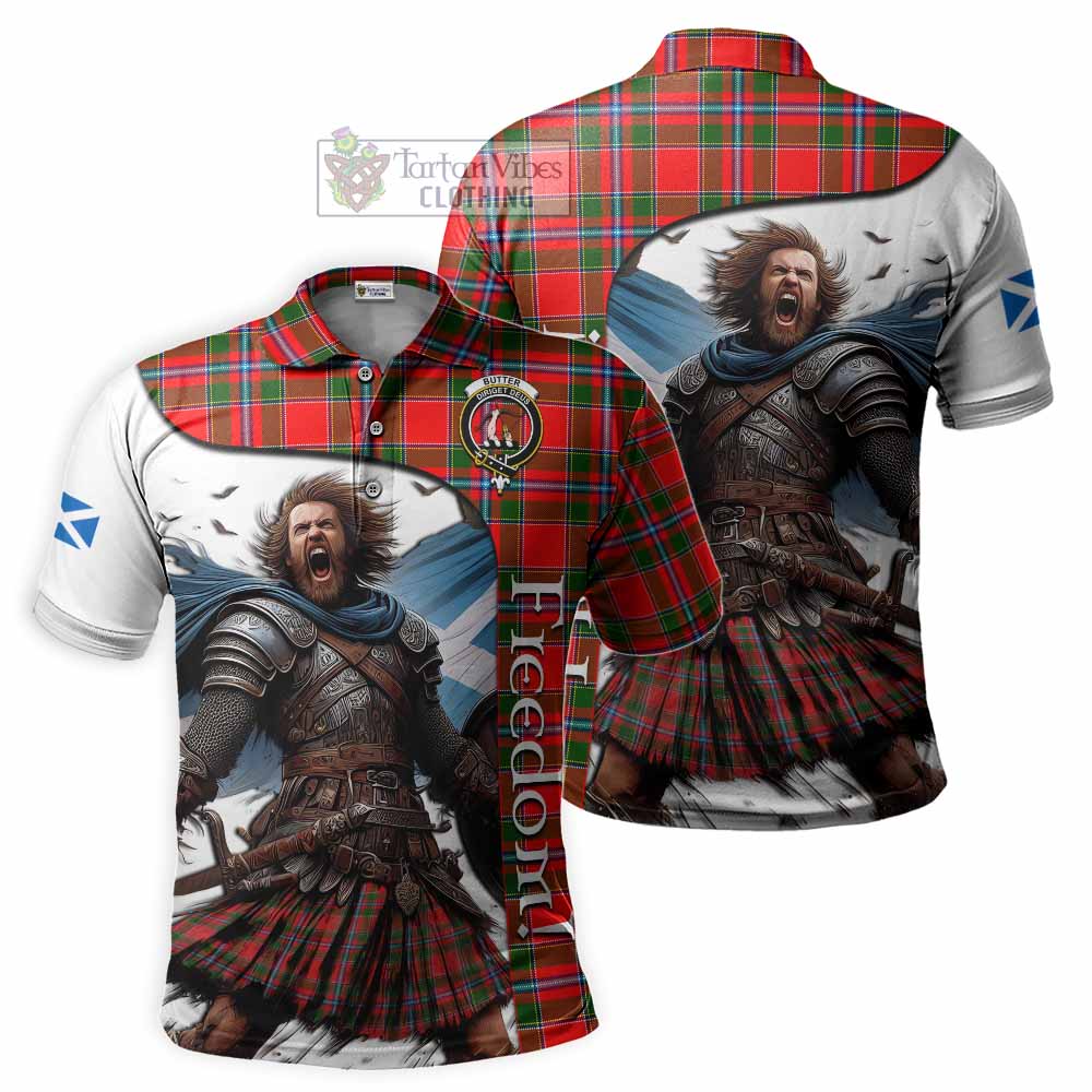 Tartan Vibes Clothing Butter Crest Tartan Polo Shirt Inspired by the Freedom of Scottish Warrior