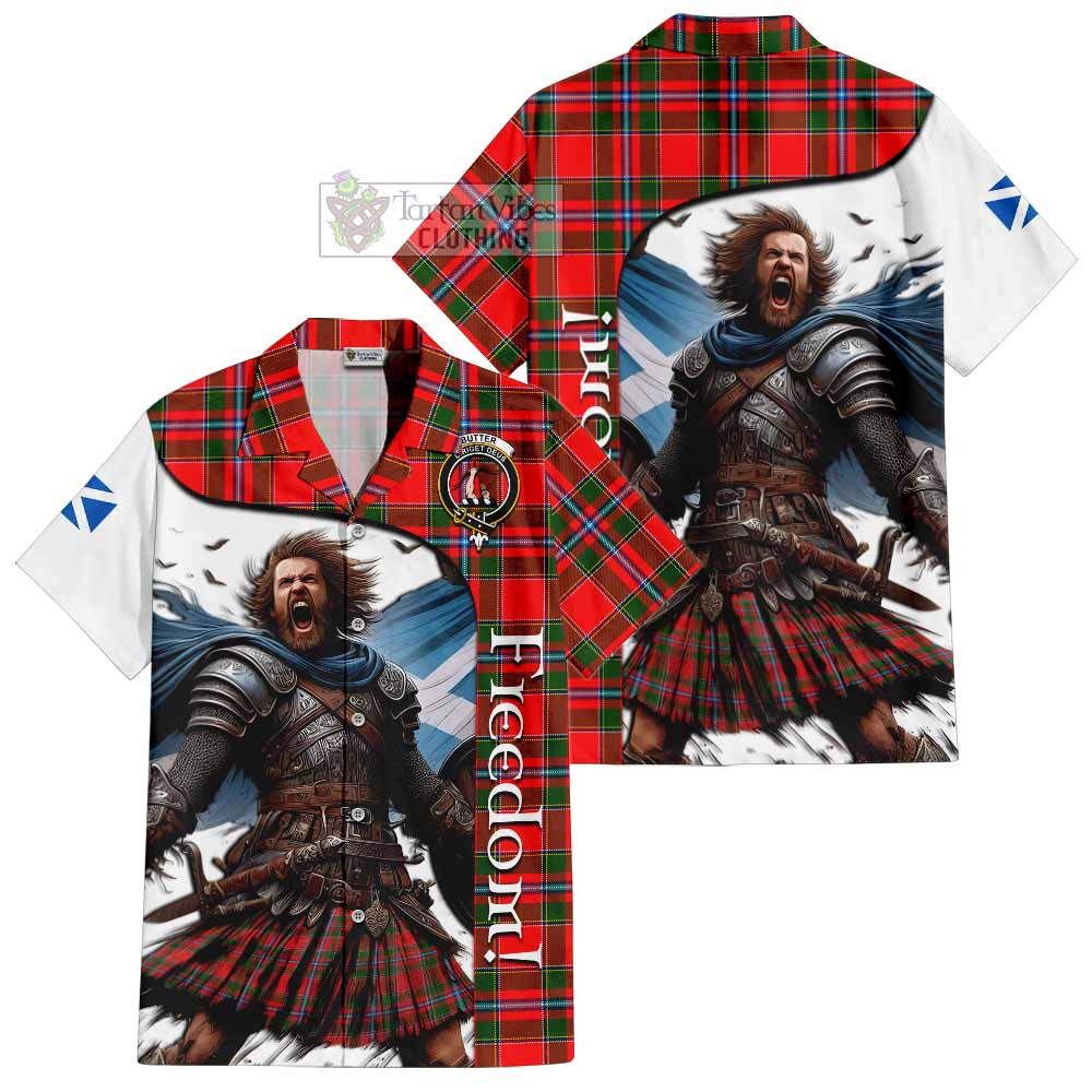 Tartan Vibes Clothing Butter Crest Tartan Short Sleeve Button Shirt Inspired by the Freedom of Scottish Warrior