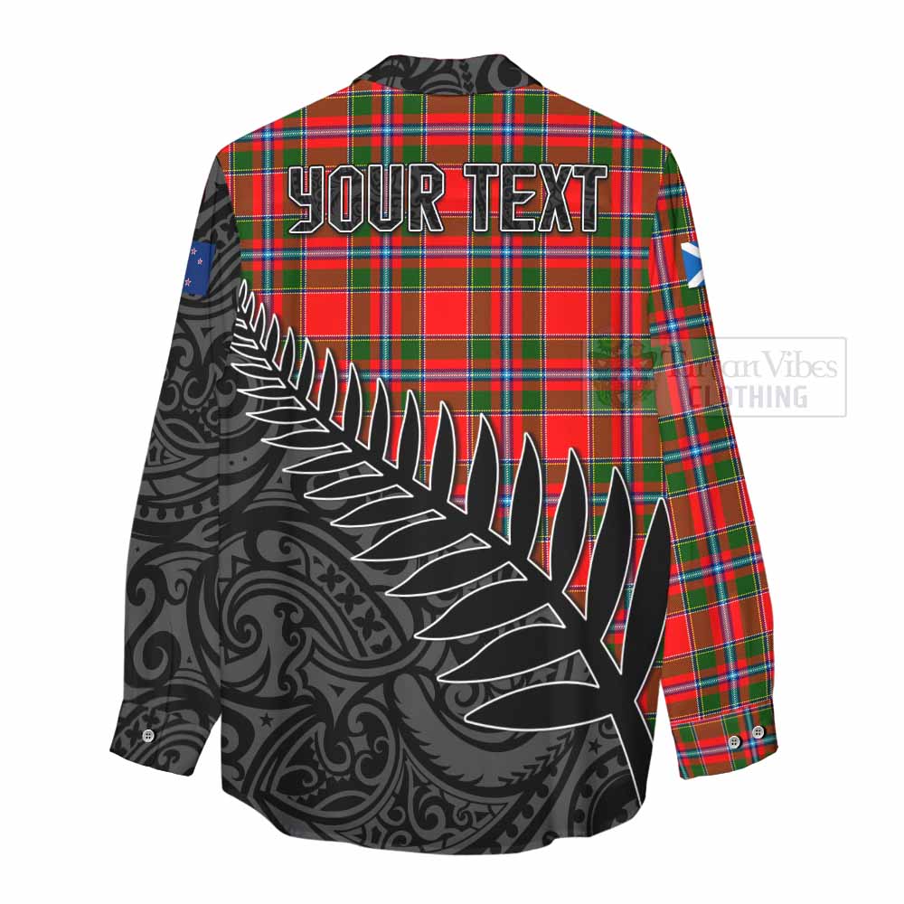 Tartan Vibes Clothing Butter Crest Tartan Women's Casual Shirt with New Zealand Silver Fern Half Style