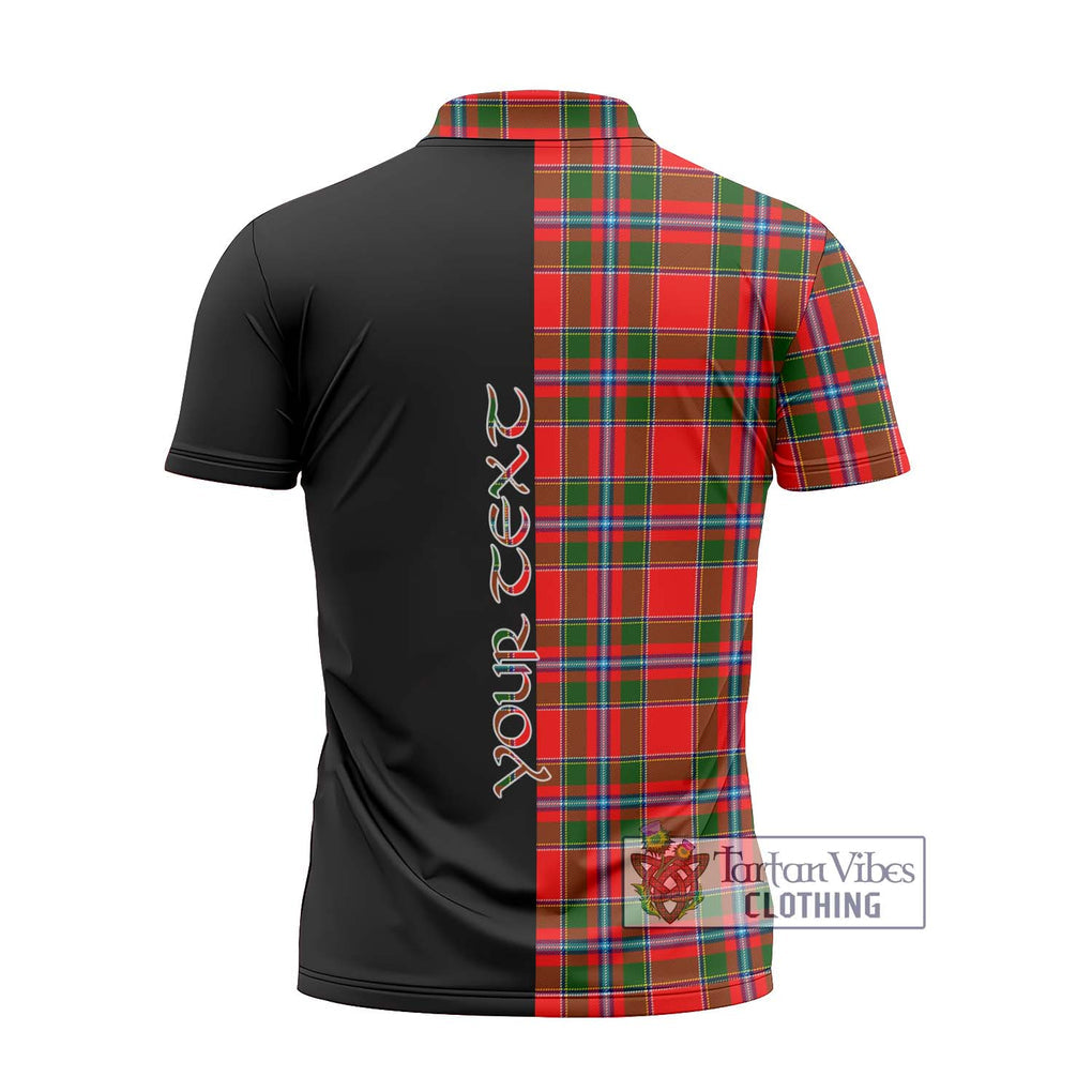 Butter Tartan Zipper Polo Shirt with Family Crest and Half Of Me Style - Tartanvibesclothing Shop