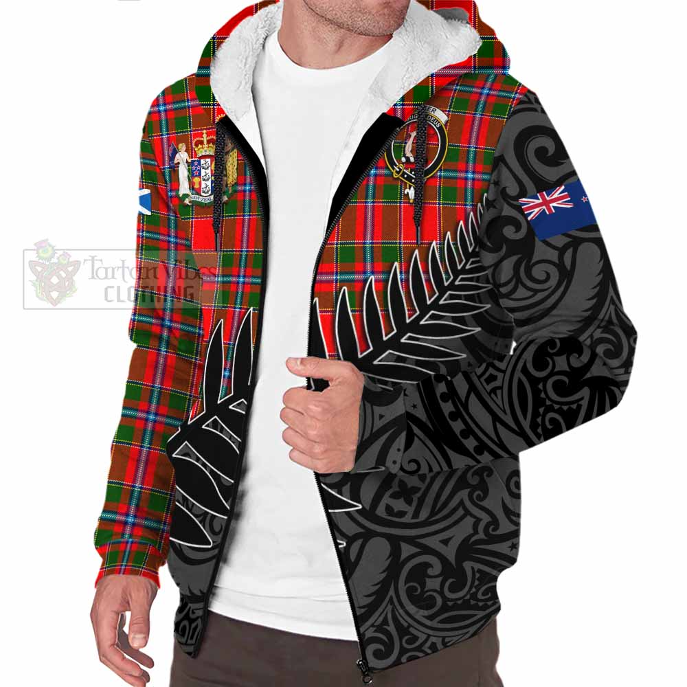 Tartan Vibes Clothing Butter Crest Tartan Sherpa Hoodie with New Zealand Silver Fern Half Style