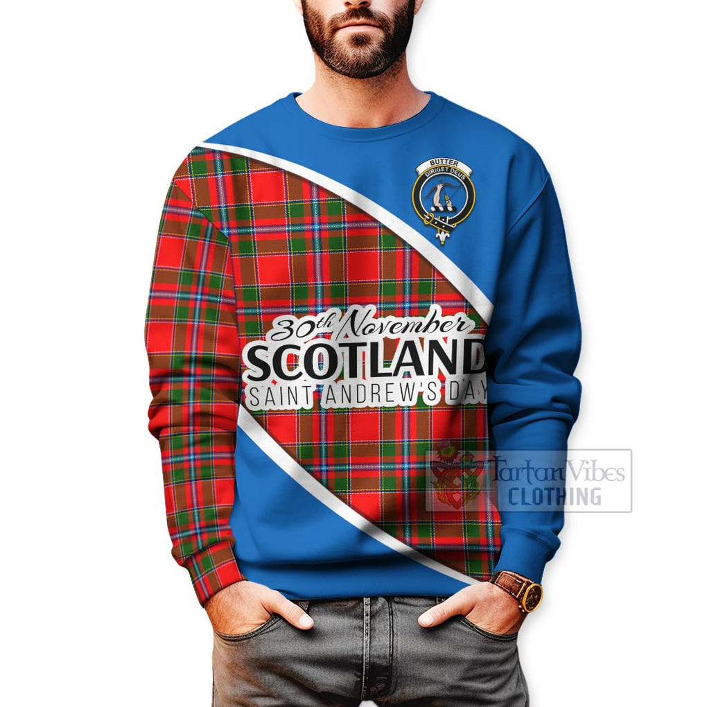 Tartan Vibes Clothing Butter Family Crest Tartan Sweatshirt Celebrate Saint Andrew's Day in Style