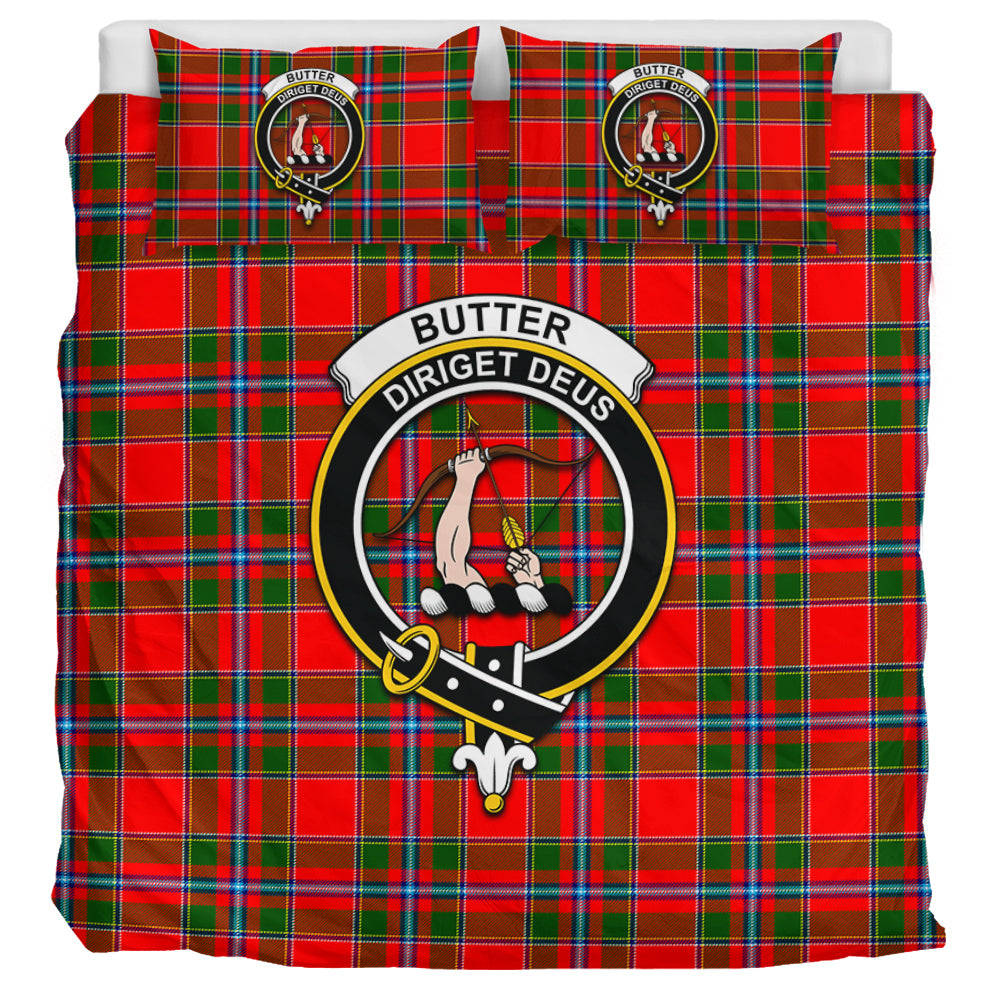 Butter Tartan Bedding Set with Family Crest UK Bedding Set UK Super King 104*94 inch - Tartan Vibes Clothing