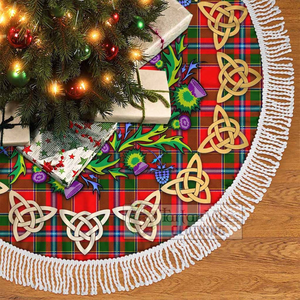 Tartan Vibes Clothing Butter Tartan Christmas Tree Skirt with Thistle Celtic Knot Style