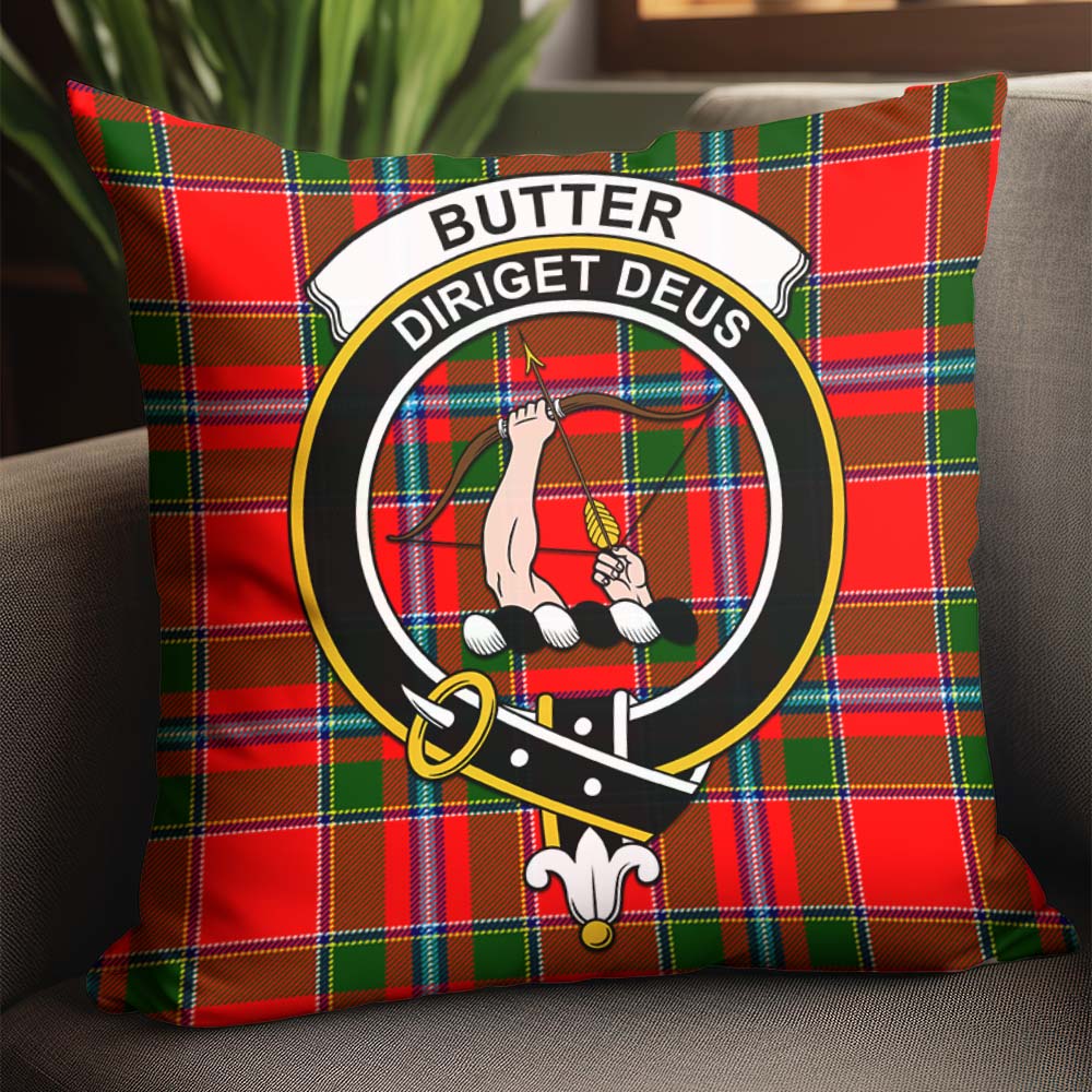 Butter Tartan Pillow Cover with Family Crest - Tartanvibesclothing