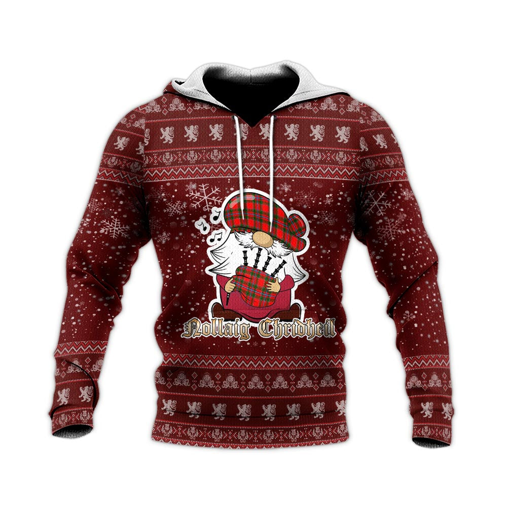 Butter Clan Christmas Knitted Hoodie with Funny Gnome Playing Bagpipes - Tartanvibesclothing