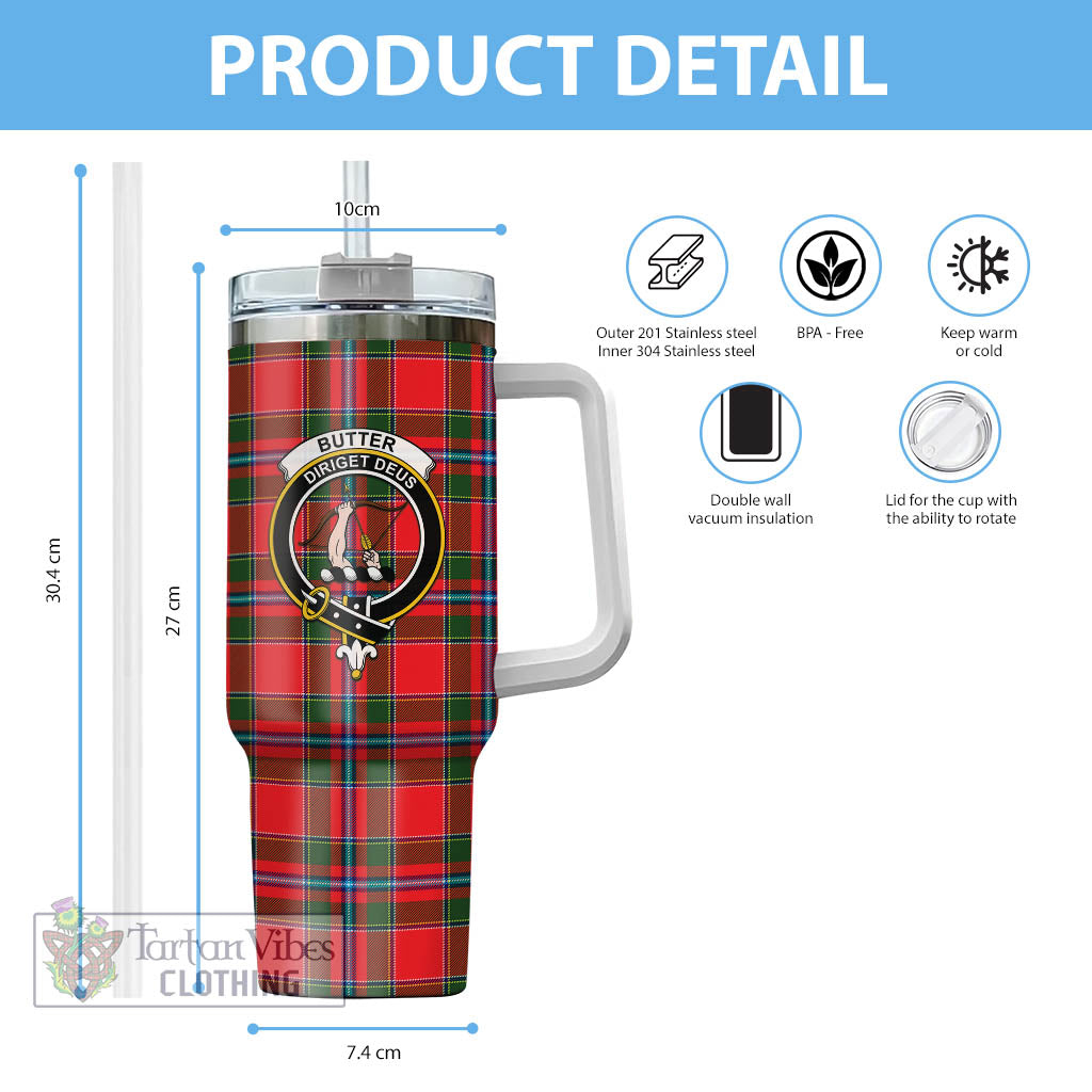 Tartan Vibes Clothing Butter Tartan and Family Crest Tumbler with Handle