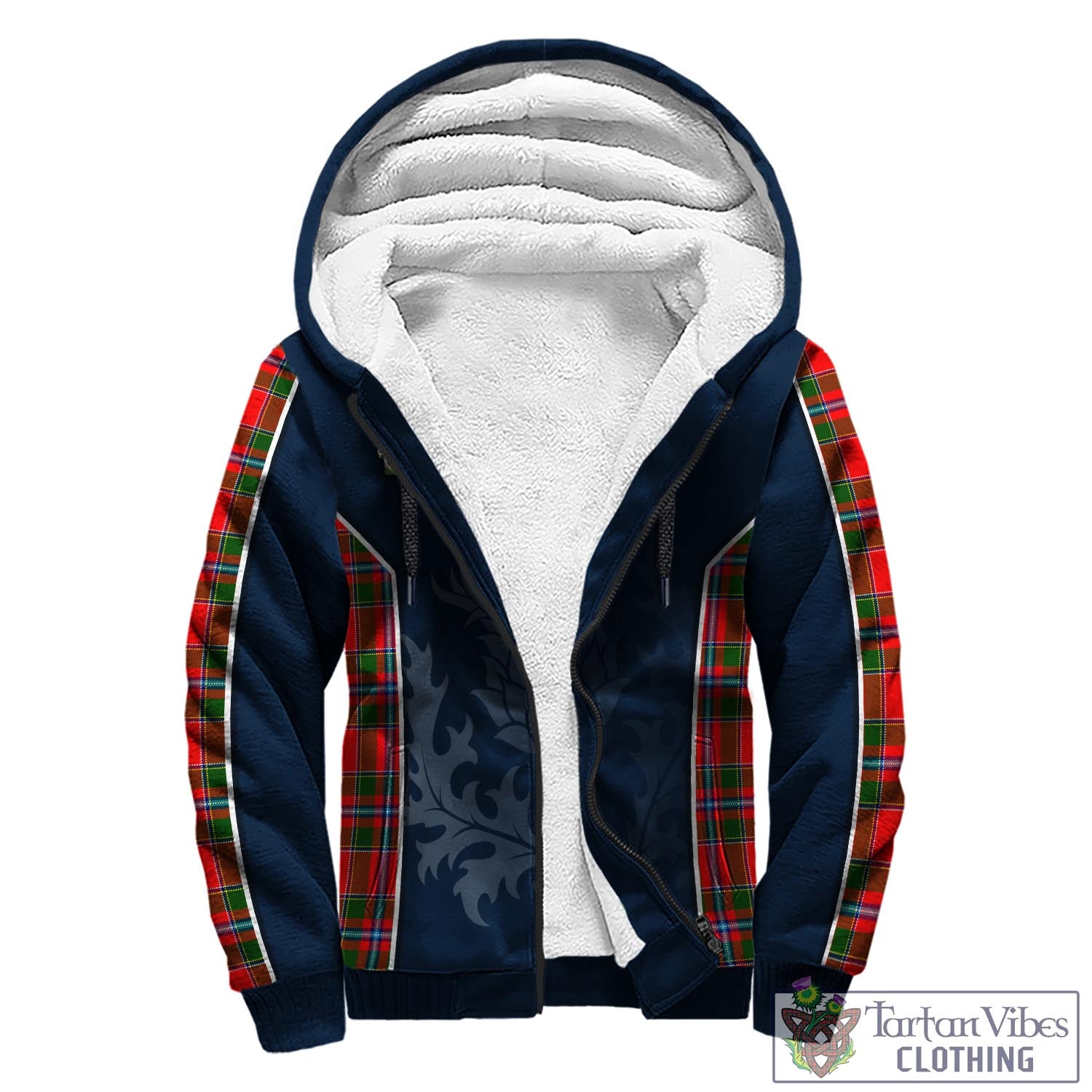 Tartan Vibes Clothing Butter Tartan Sherpa Hoodie with Family Crest and Scottish Thistle Vibes Sport Style