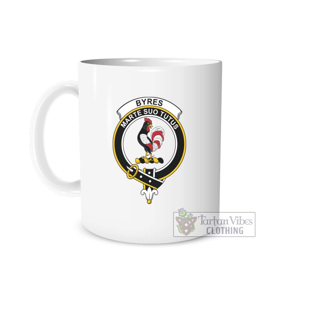Byres (Byses) Family Crest Ceramic Mug White - 2D-tartanvibesclothing