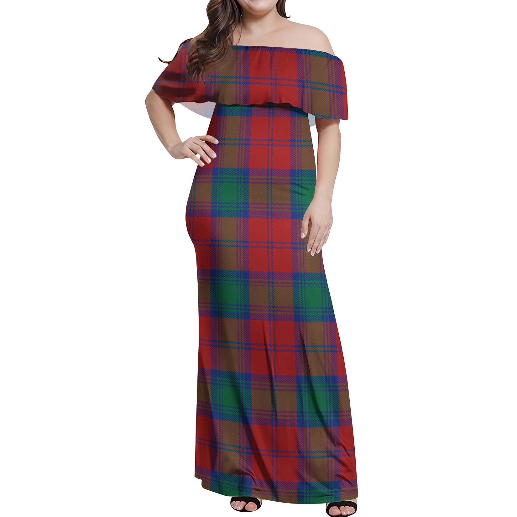 Byres (Byses) Tartan Off Shoulder Long Dress Women's Dress - Tartanvibesclothing