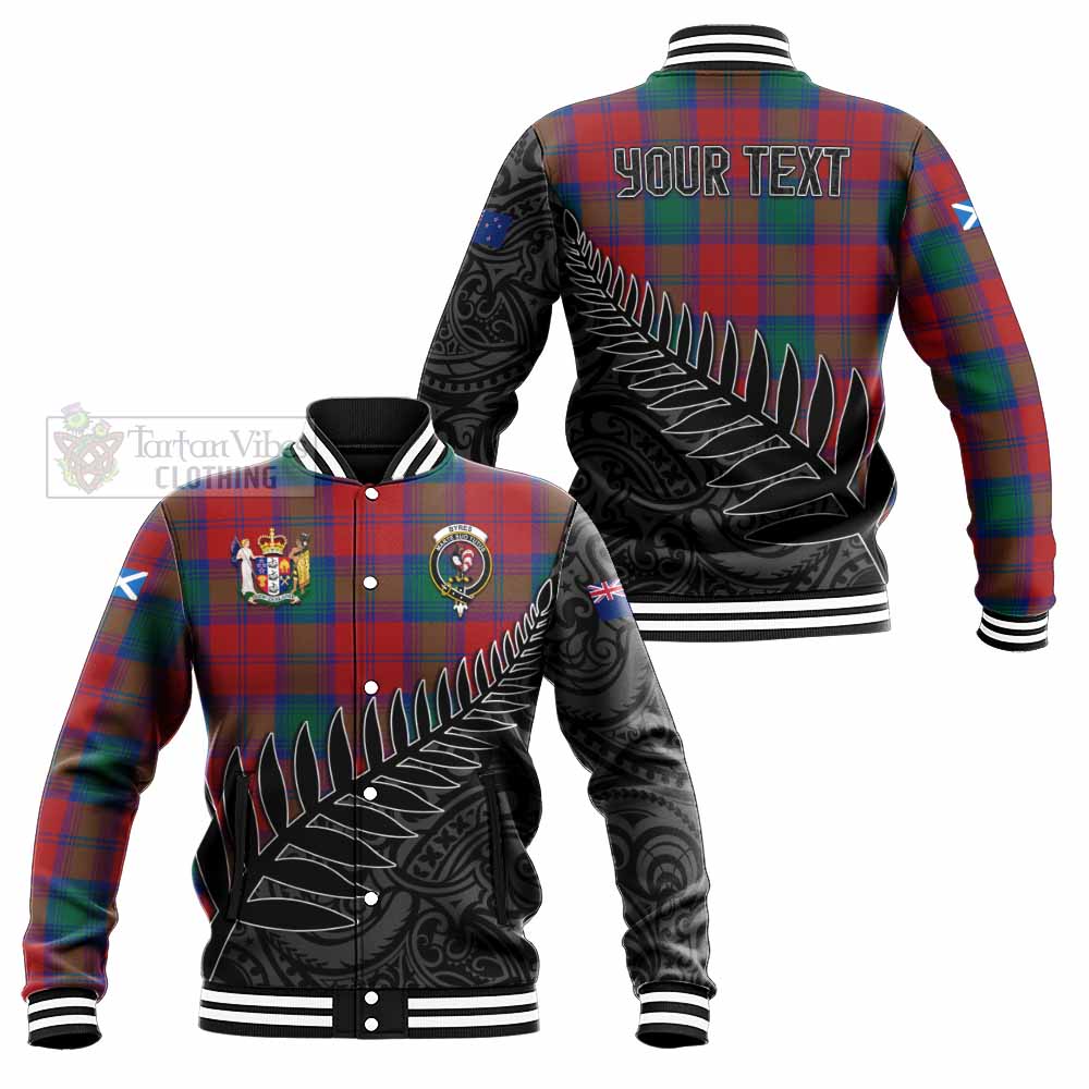 Tartan Vibes Clothing Byres (Byses) Crest Tartan Baseball Jacket with New Zealand Silver Fern Half Style