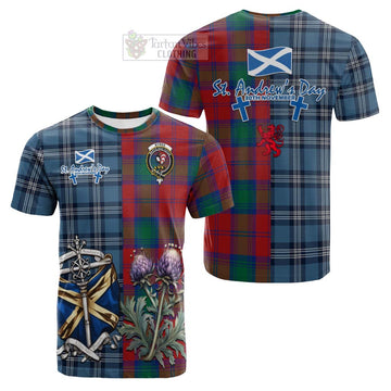 Byres (Byses) Tartan Cotton T-shirt Happy St. Andrew's Day Half Tartan Style Kid's Shirt - Tartan Vibes Clothing