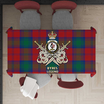 Byres (Byses) Tartan Tablecloth with Clan Crest and the Golden Sword of Courageous Legacy