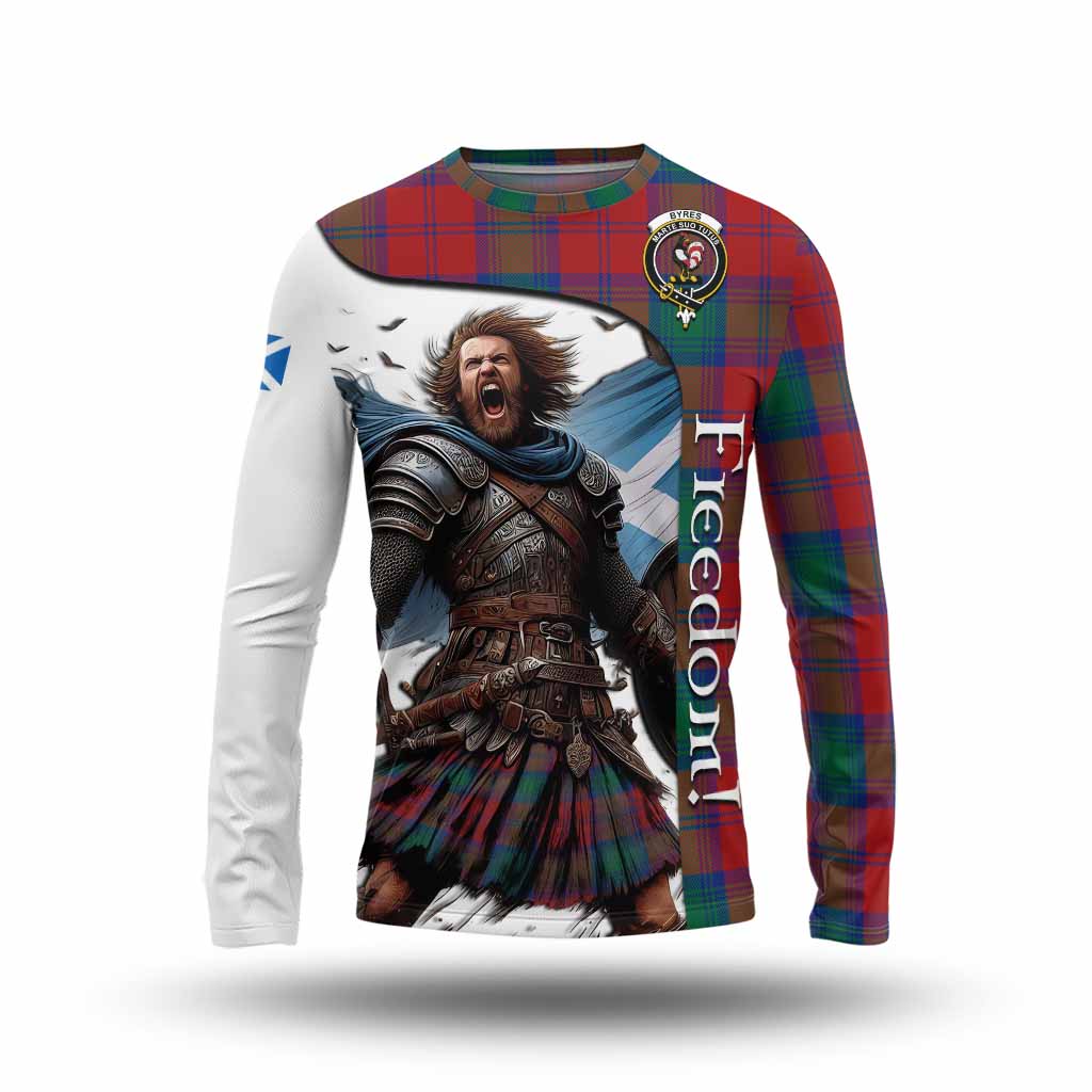 Tartan Vibes Clothing Byres (Byses) Crest Tartan Long Sleeve T-Shirt Inspired by the Freedom of Scottish Warrior