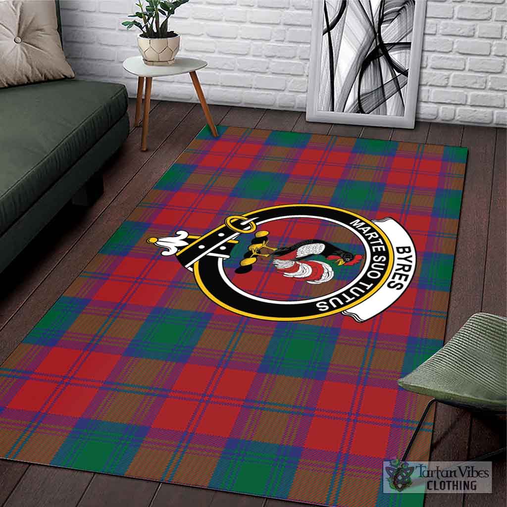 Tartan Vibes Clothing Byres (Byses) Tartan Area Rug with Family Crest