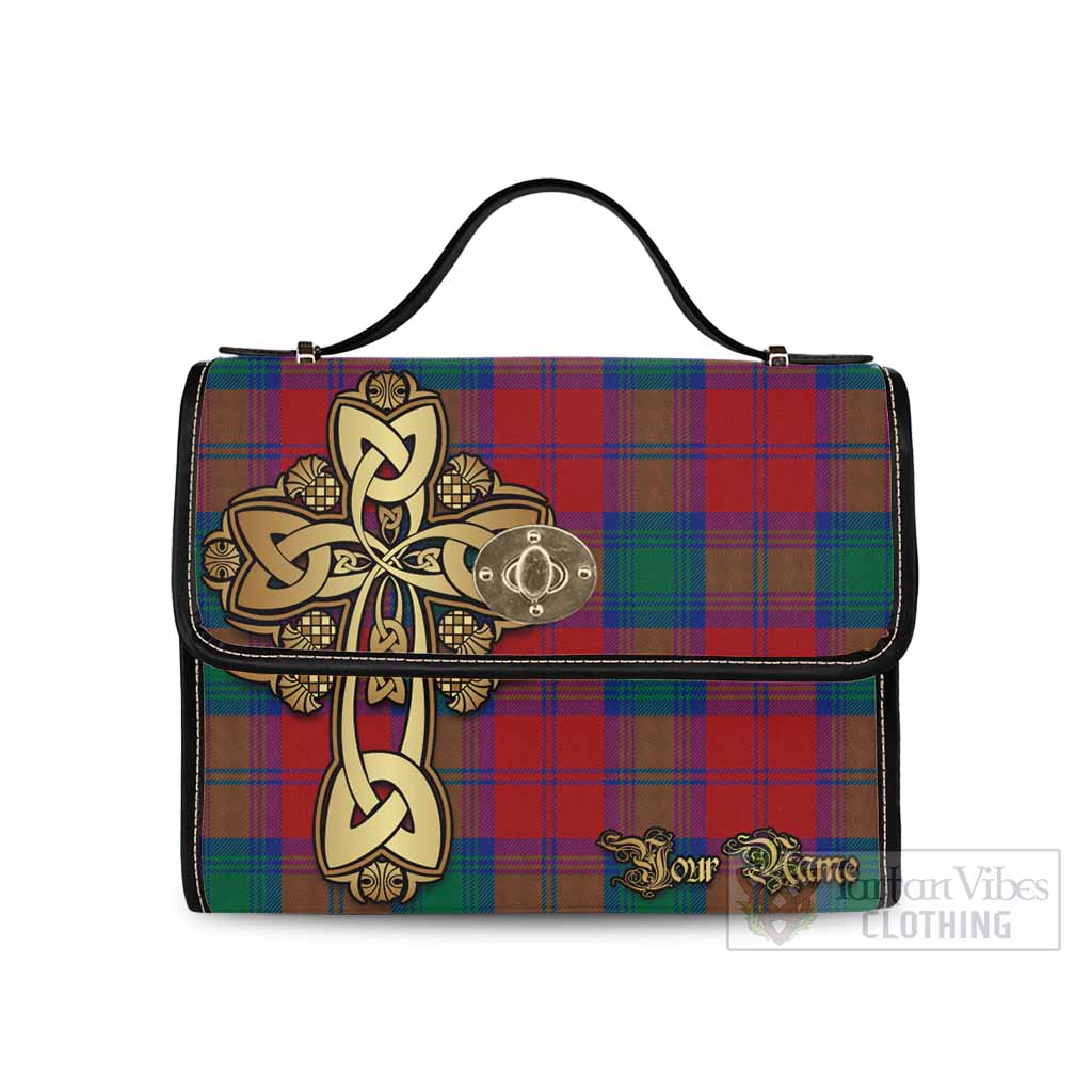 Tartan Vibes Clothing Byres (Byses) Tartan Waterproof Canvas Bag Golden Thistle Celtic Cross Style