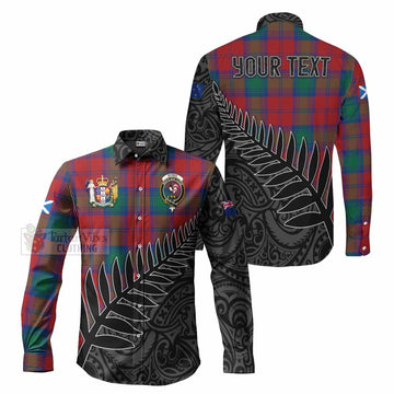 Byres (Byses) Crest Tartan Long Sleeve Button Shirt with New Zealand Silver Fern Half Style